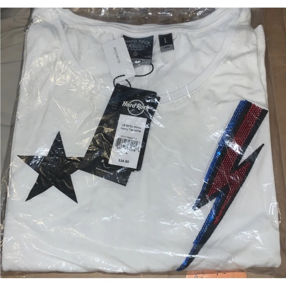 HARD ROCK Women’s Laura Be Happy Tank, White, Large, New With Tags! - Picture 3 of 3